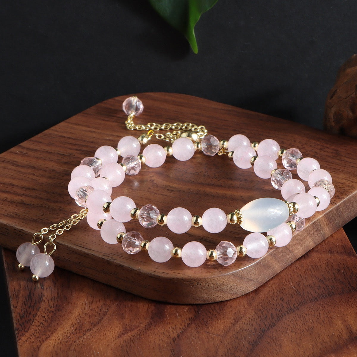 Attract love find love-Light Pink Crystal bracelet necklace