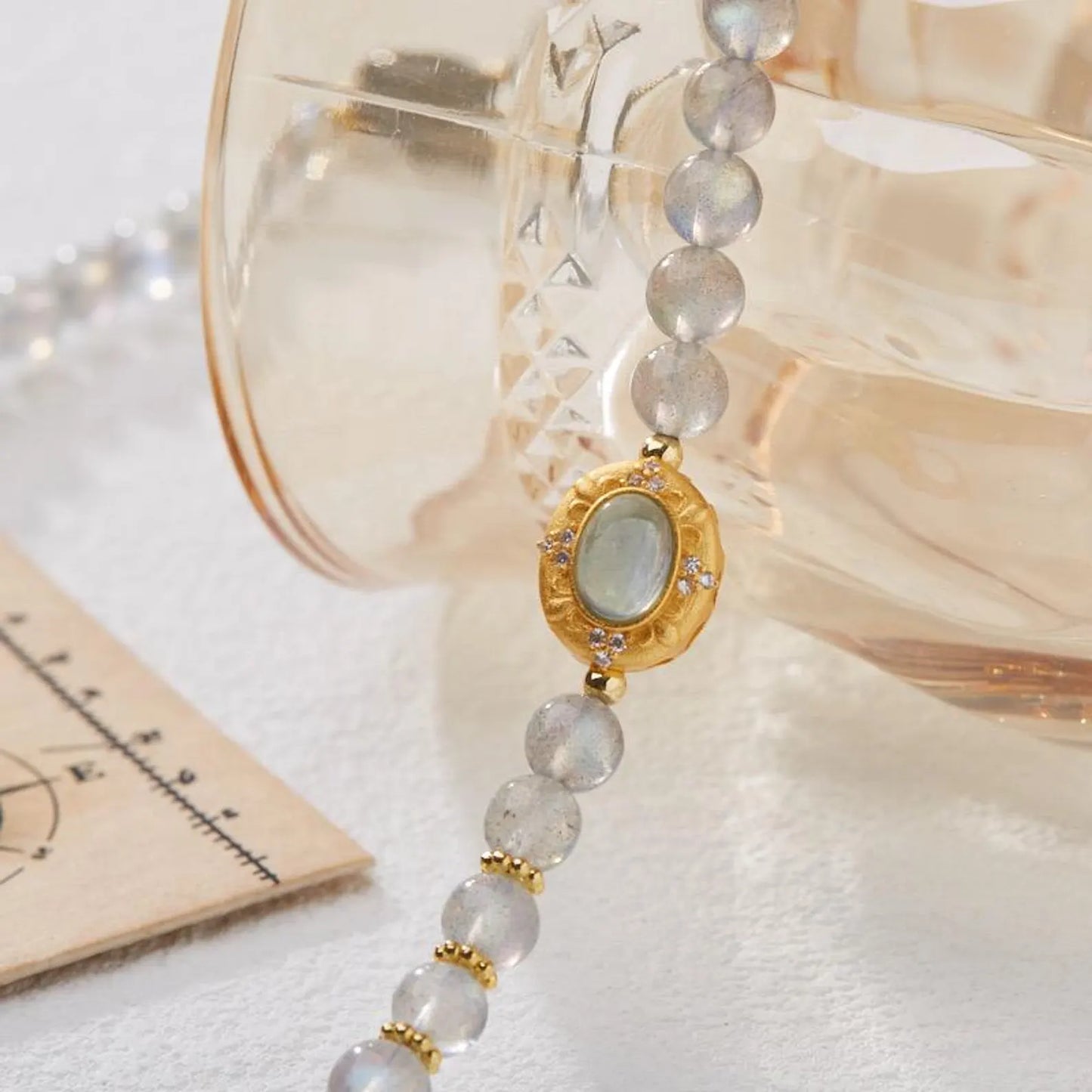 Gray Moonstone Triple Wrap Bracelet