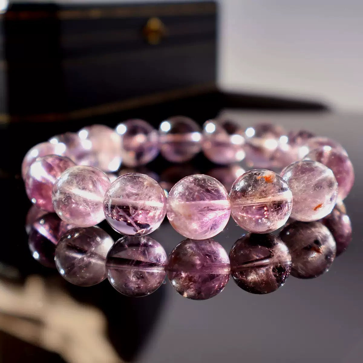 Nine Purple Fire Natural Ice-Clear Crystal Bracelet
