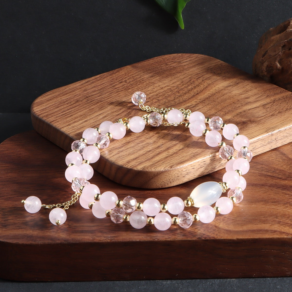 Attract love find love-Light Pink Crystal bracelet necklace
