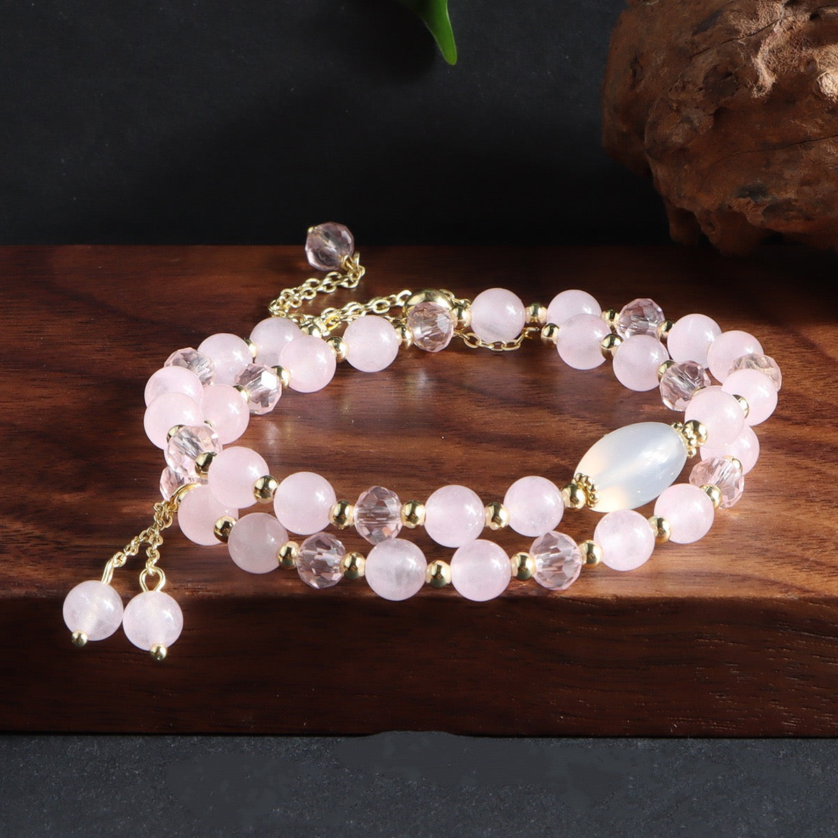 Attract love find love-Light Pink Crystal bracelet necklace