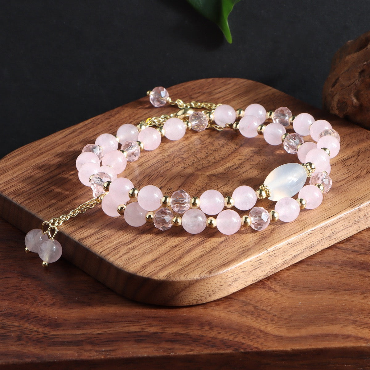 Attract love find love-Light Pink Crystal bracelet necklace