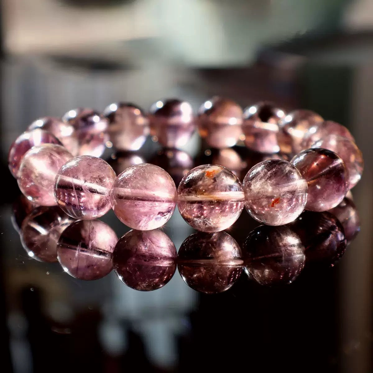 Nine Purple Fire Natural Ice-Clear Crystal Bracelet