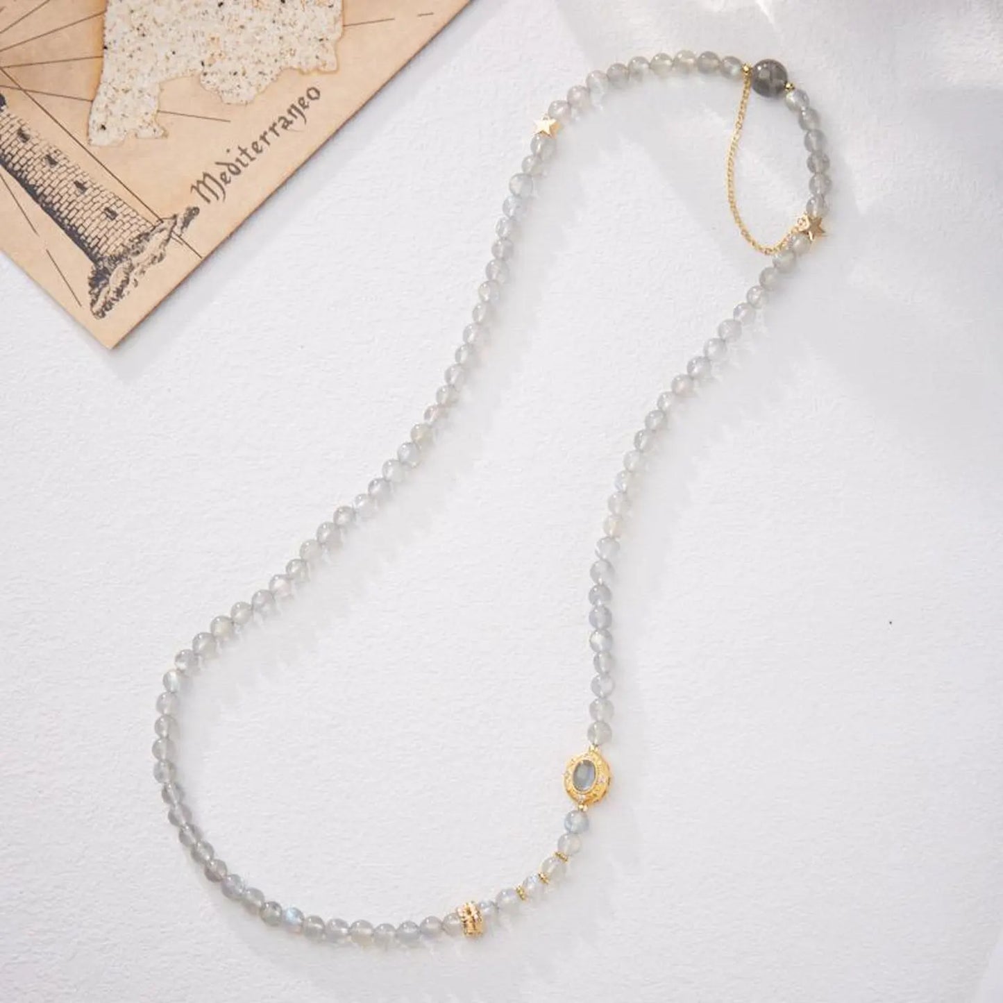 Gray Moonstone Triple Wrap Bracelet