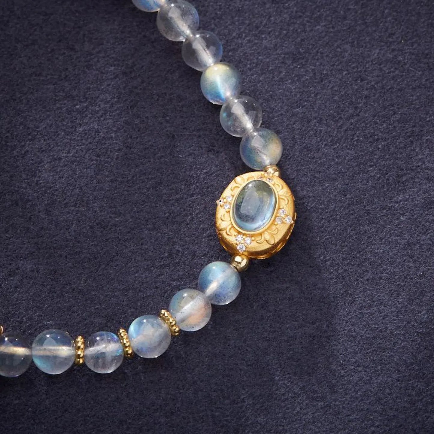 Gray Moonstone Triple Wrap Bracelet